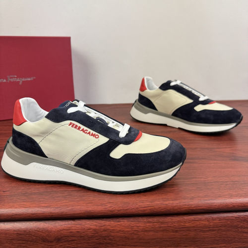 Ferragamo Suede Nylon Low-top Casual Sneakers