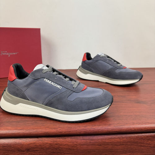 Ferragamo Suede Nylon Low-top Casual Sneakers
