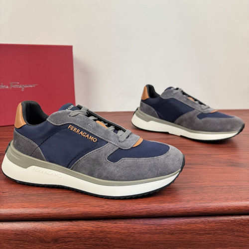Ferragamo Suede Nylon Low-top Casual Sneakers