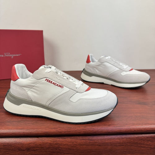 Ferragamo Suede Nylon Low-top Casual Sneakers