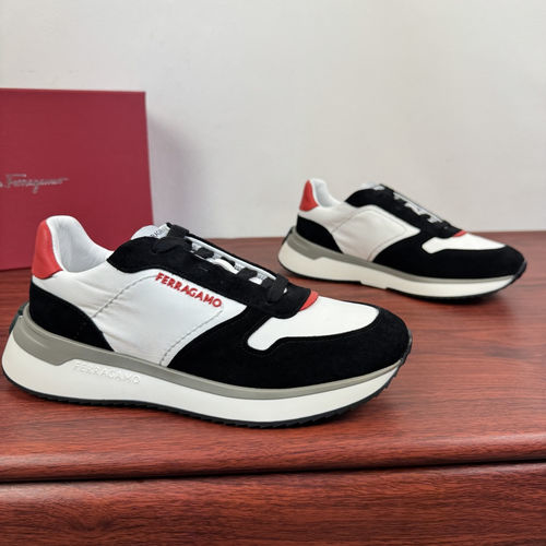 Ferragamo Suede Nylon Low-top Casual Sneakers