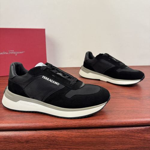 Ferragamo Suede Nylon Low-top Casual Sneakers