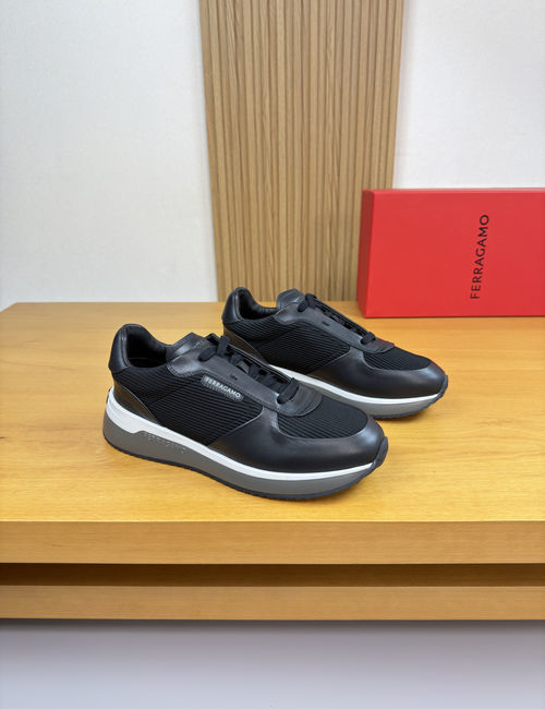 Ferragamo Premium Casual Sneakers Striped Canvas Upper
