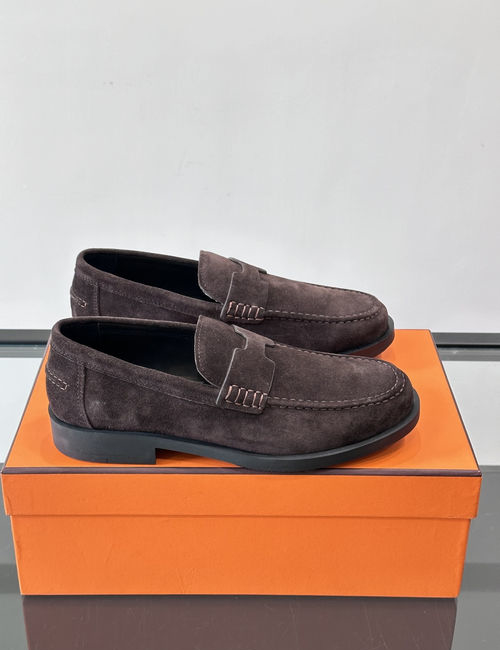 Hermes Go Mule Loafers Suede Upper Sheepskin Lining