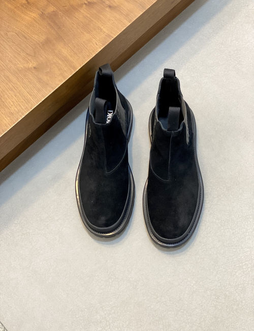 Christian Dior CD Genuine Leather Mid-top Ankle Boots