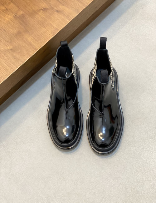 Christian Dior CD Genuine Leather Mid-top Ankle Boots