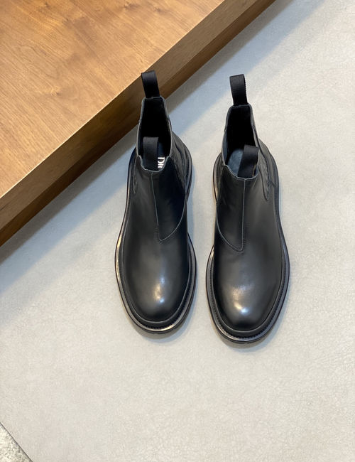 Christian Dior CD Genuine Leather Mid-top Ankle Boots