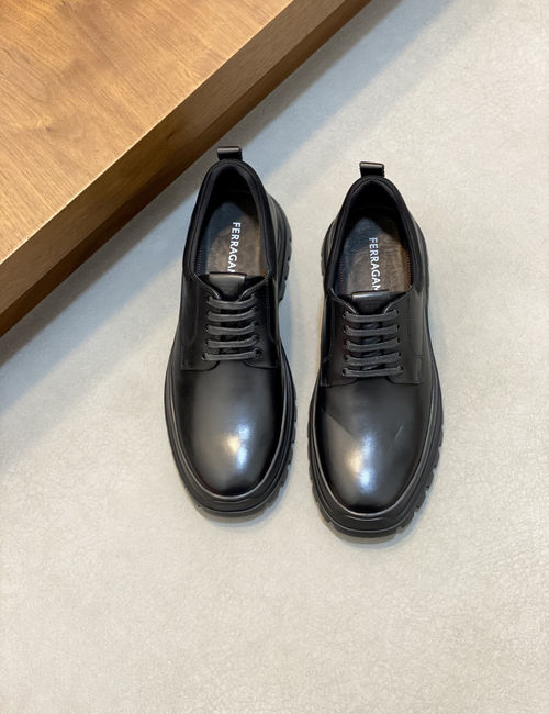 Ferragamo Calfskin Leather Casual Leather Shoes