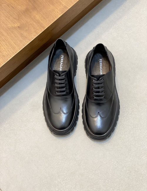 Ferragamo Calfskin Leather Casual Leather Shoes