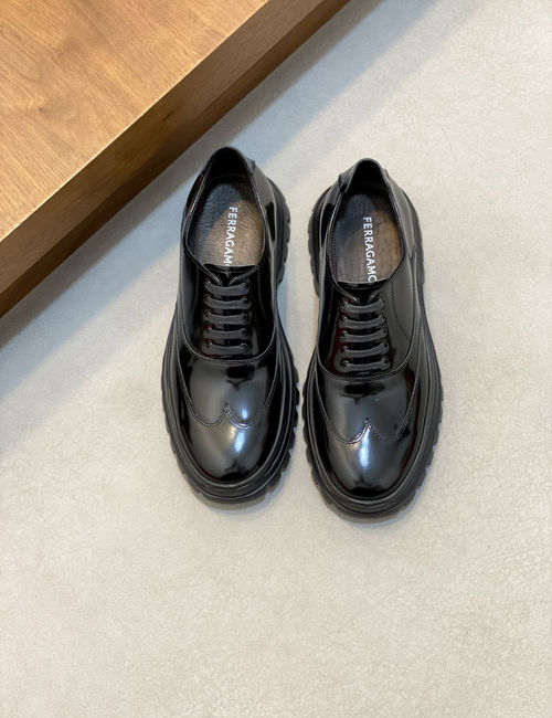 Ferragamo Calfskin Leather Casual Leather Shoes