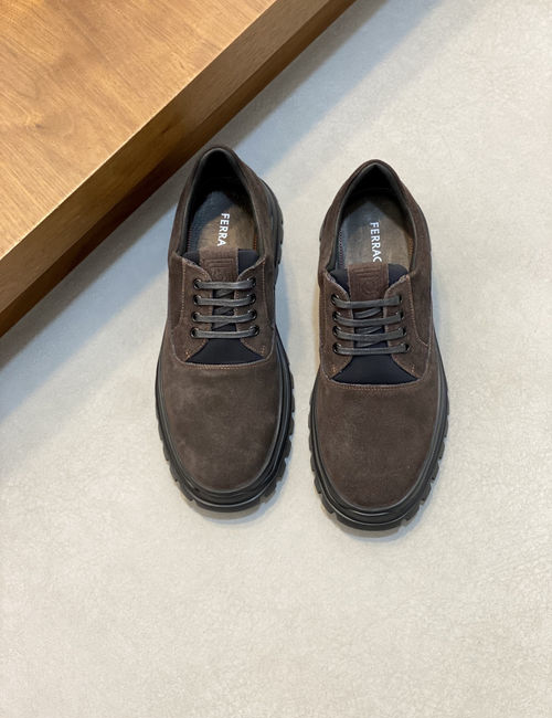 Ferragamo Calfskin Leather Casual Leather Shoes