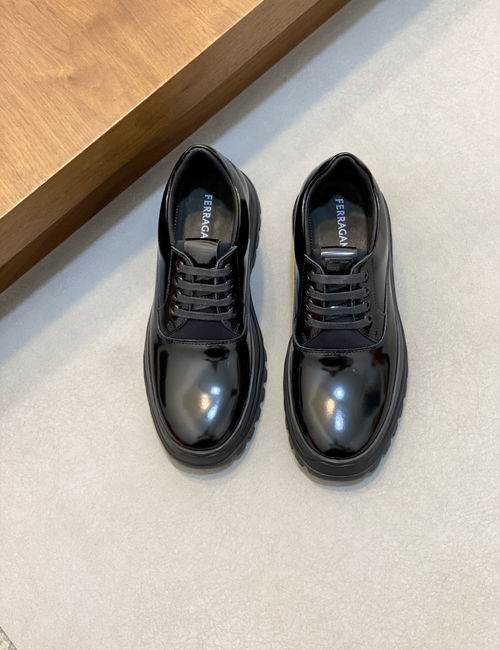Ferragamo Calfskin Leather Casual Leather Shoes