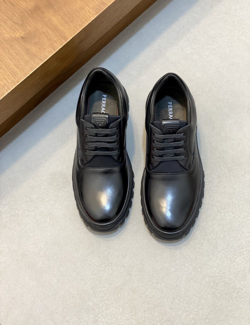 Ferragamo Calfskin Leather Casual Leather Shoes