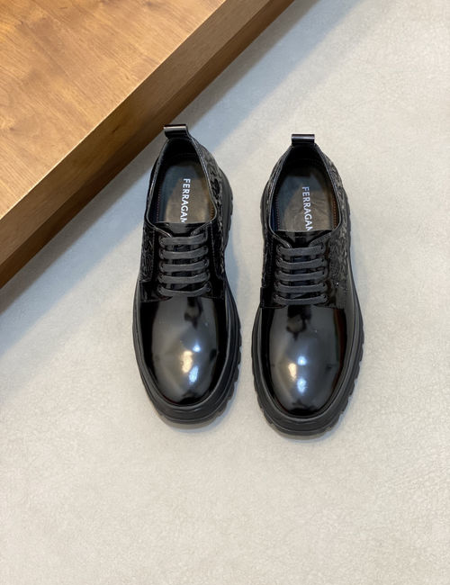 Ferragamo Calfskin Leather Casual Leather Shoes