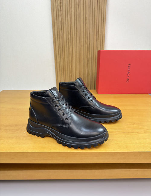 Ferragamo Nappa Leather High-top Wool Lined Shoes