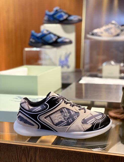 Burberry Matrix Suede Plaid Mesh Sneakers