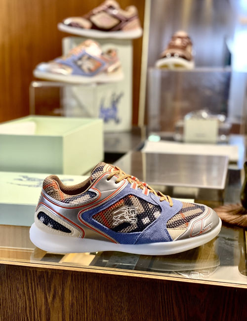 Burberry Matrix Suede Plaid Mesh Sneakers