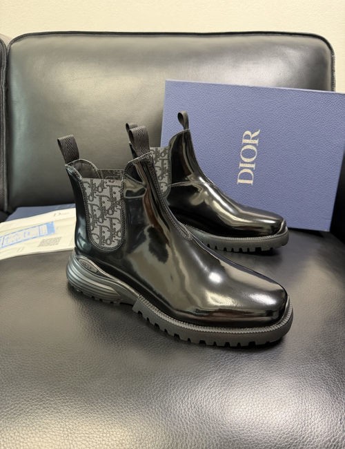 Christian Dior CD High-top Boots Leather Fabric Original Sole