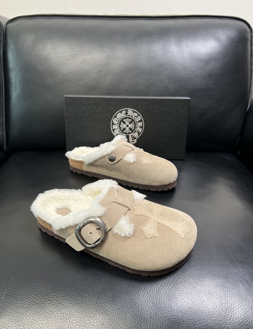 Chrome Hearts Grained Leather Lambskin Lined Shoes