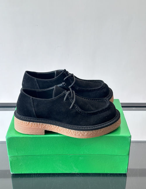 Bottega Veneta BV Woven Suede Derby Shoes With Rubber Soles