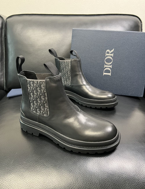 Christian Dior CD Cowhide Fabric High-top Boots