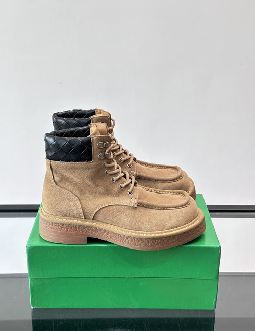 Bottega Veneta BV Suede Platform Desert Boots With Quilted Details