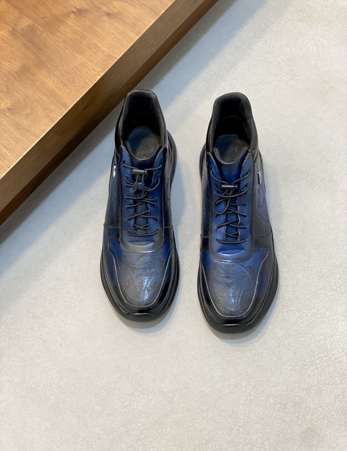 Berluti Hand-finished Mid-top Shoes With Leather Upper
