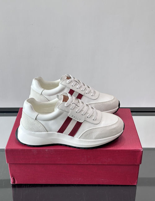 Bally Leather Fabric Stitching Thick Sole Sneakers