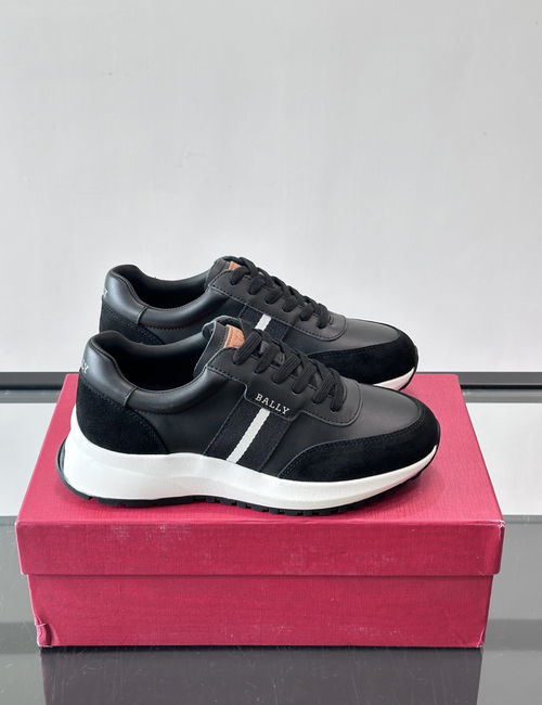 Bally Leather Fabric Stitching Thick Sole Sneakers