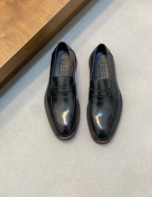 Gucci Stitching Leather Casual Walking Shoes