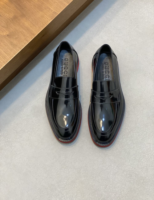 Gucci Stitching Leather Casual Walking Shoes
