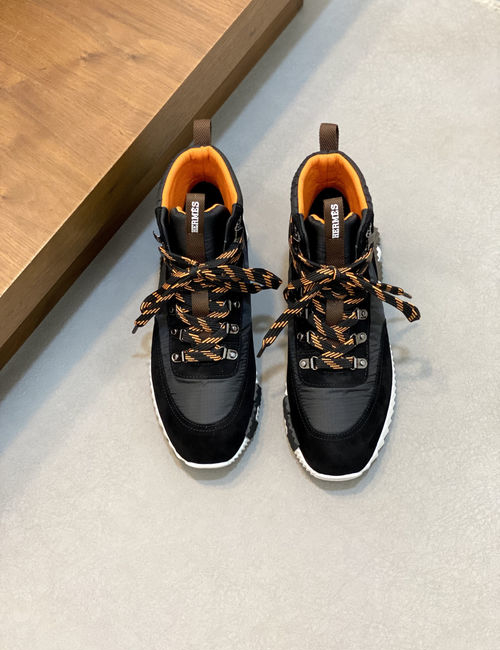 Hermes Suede Canvas High-top Casual Shoes