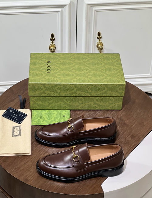 Gucci Horsebit Decor Leather Loafers