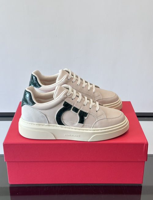 Ferragamo Gancini Low-top Suede Leather Sneakers