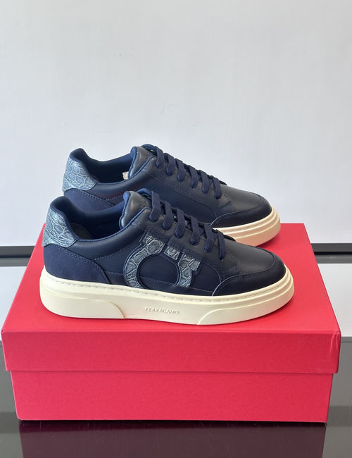 Ferragamo Gancini Low-top Suede Leather Sneakers