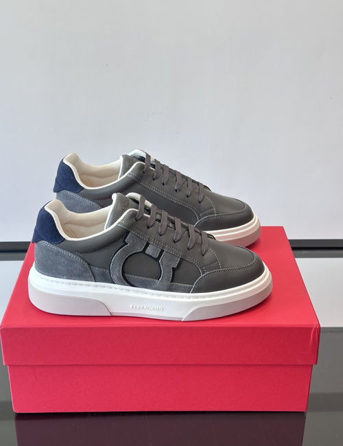 Ferragamo Gancini Low-top Suede Leather Sneakers
