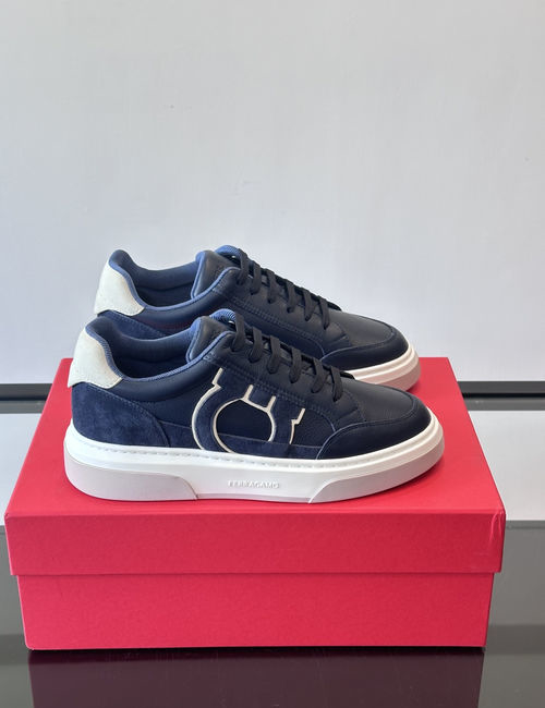 Ferragamo Gancini Low-top Suede Leather Sneakers