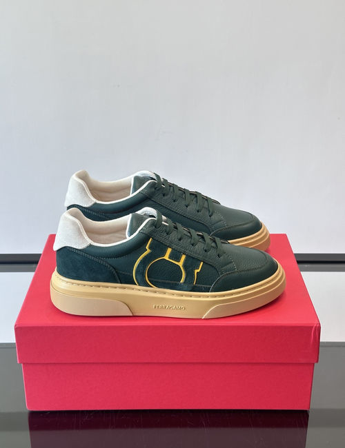 Ferragamo Gancini Low-top Suede Leather Sneakers
