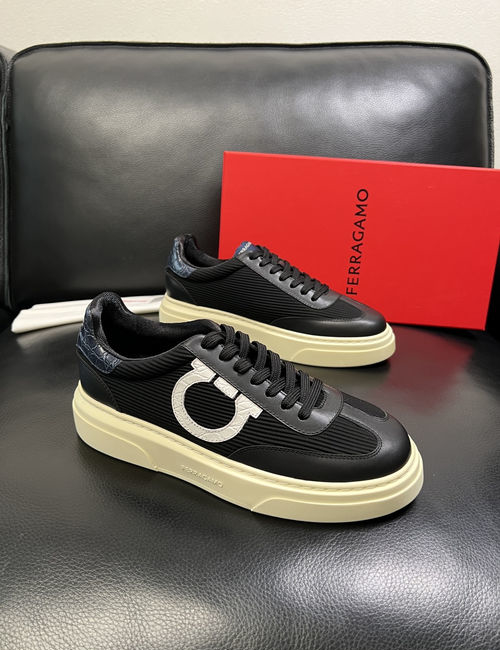 Ferragamo Premium Mixed Leather Casual Sneakers