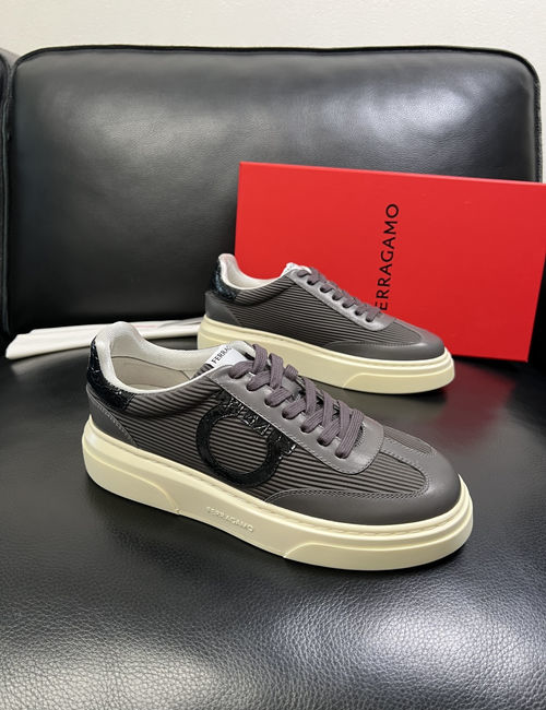 Ferragamo Premium Mixed Leather Casual Sneakers