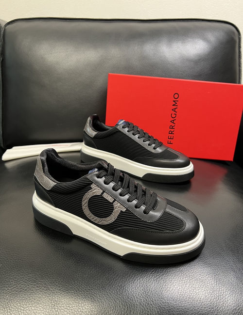 Ferragamo Premium Mixed Leather Casual Sneakers