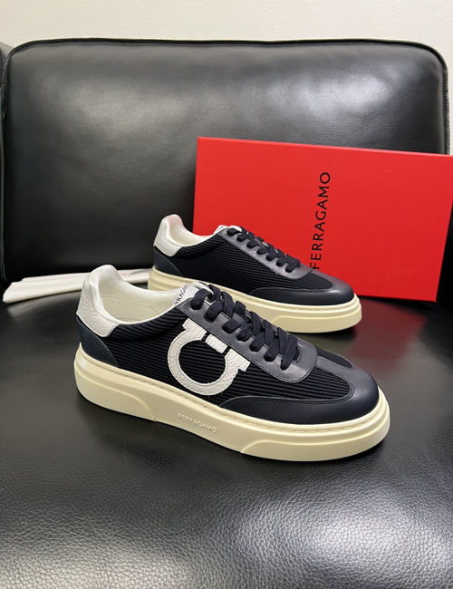 Ferragamo Premium Mixed Leather Casual Sneakers