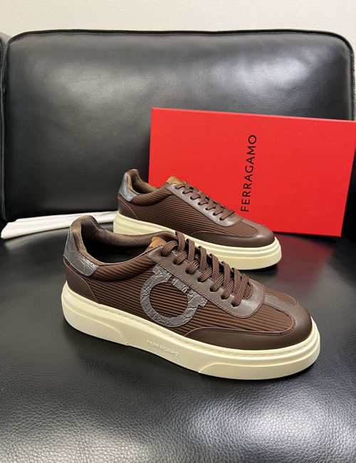 Ferragamo Premium Mixed Leather Casual Sneakers