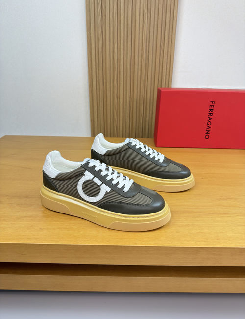 Ferragamo Grained Leather Logo Casual Sneakers