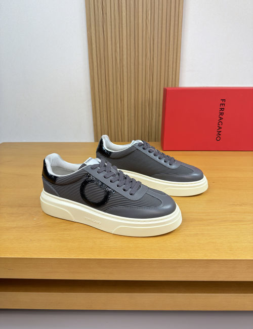 Ferragamo Grained Leather Logo Casual Sneakers
