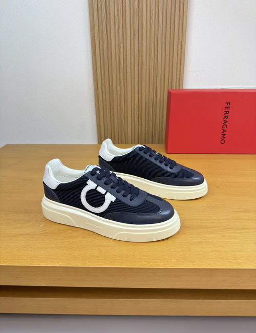 Ferragamo Grained Leather Logo Casual Sneakers