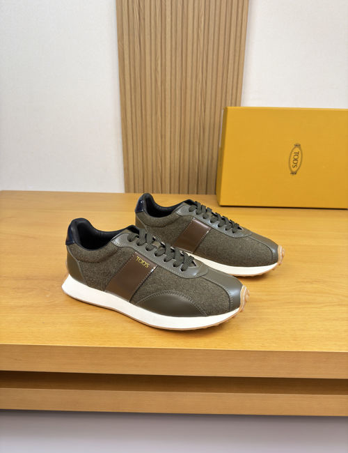 Tods Premium Leather Flocked Sneakers