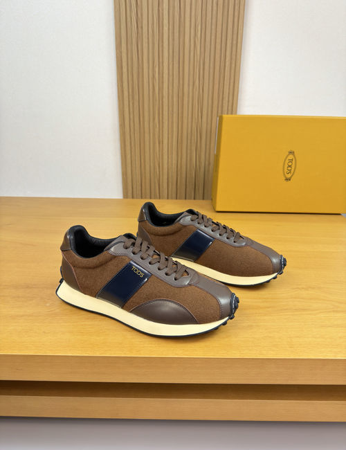 Tods Premium Leather Flocked Sneakers