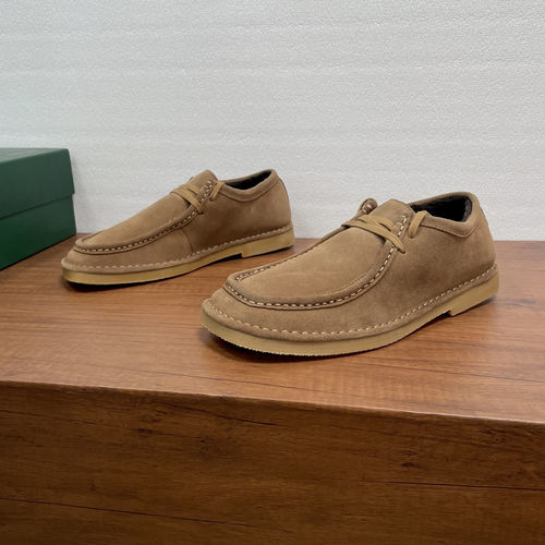 Bottega Veneta BV Daddy Lace-up Wool Shoes Suede Upper Brown