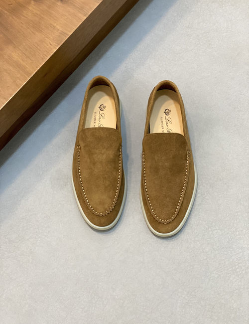 Loro Piana LP Couple Suede Leather Slip-on Loafers